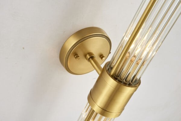 Modern Tırtıklı Metal Gövdeli Silindir Camlı Duvar Apliği - Loft Tasarım Siyah & Gold Aydınlatma