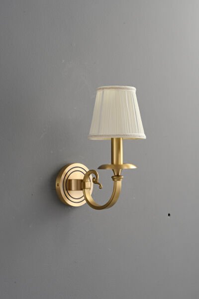 Klasik Kumaş Şapkalı Altın Duvar Apliği - Retro Şık Yatak Odası ve Salon Gece Lambası